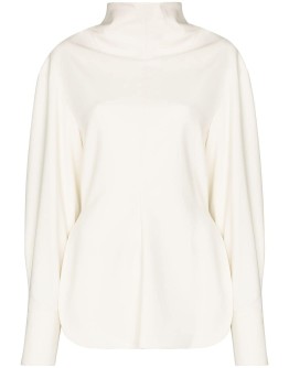 high-neck long-sleeve top