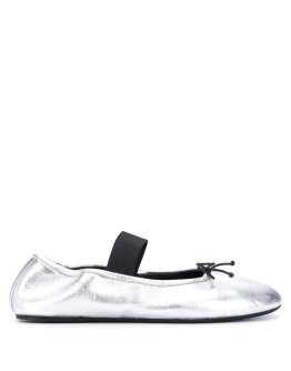metallic-effec ballerina shoes