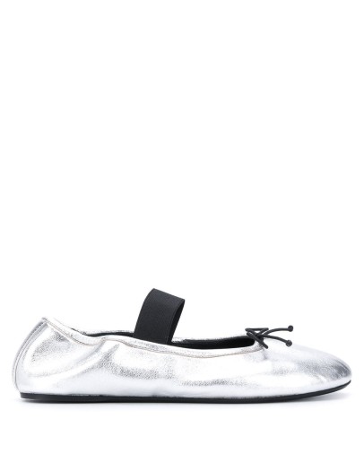 metallic-effec ballerina shoes