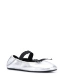 metallic-effec ballerina shoes
