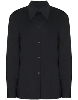 cowl neck button-up shirt