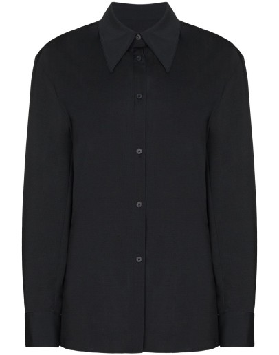 cowl neck button-up shirt