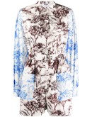 illustration print long-sleeve playsuit