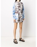 illustration print long-sleeve playsuit