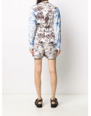 illustration print long-sleeve playsuit