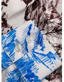illustration print long-sleeve playsuit
