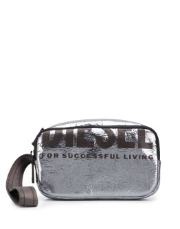 metallic logo make up bag