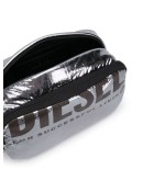 metallic logo make up bag