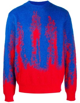 Fluorescent pattern knitted sweater