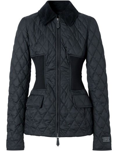 diamond quilted fitted jacket