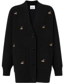 oversized Deer motif cardigan