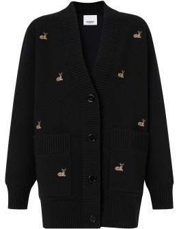 oversized Deer motif cardigan