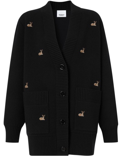 oversized Deer motif cardigan