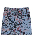 graffiti print denim mini skirt