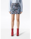 graffiti print denim mini skirt