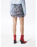 graffiti print denim mini skirt