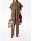 check-print buckle-detail cape