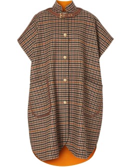check-print buckle-detail cape
