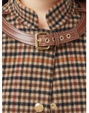 check-print buckle-detail cape