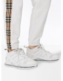 check-stripe track pants