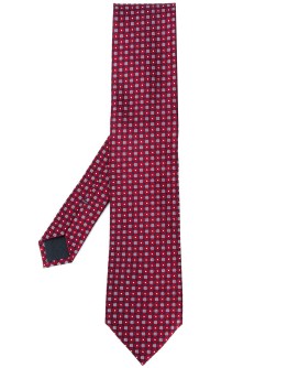 jacquard geometric pattern silk tie