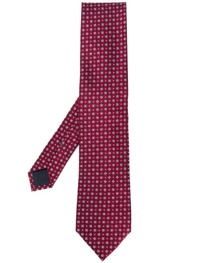 jacquard geometric pattern silk tie