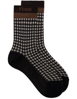 jacquard gingham-print socks