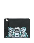 embroidered tiger clutch