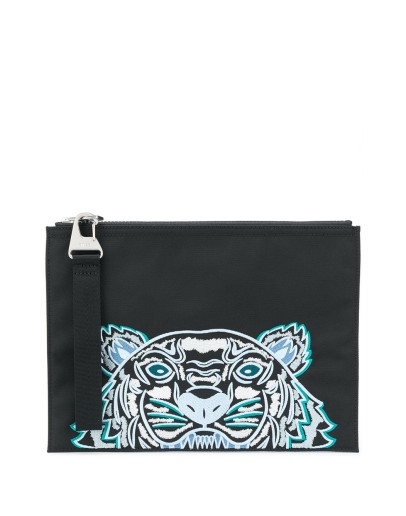 embroidered tiger clutch