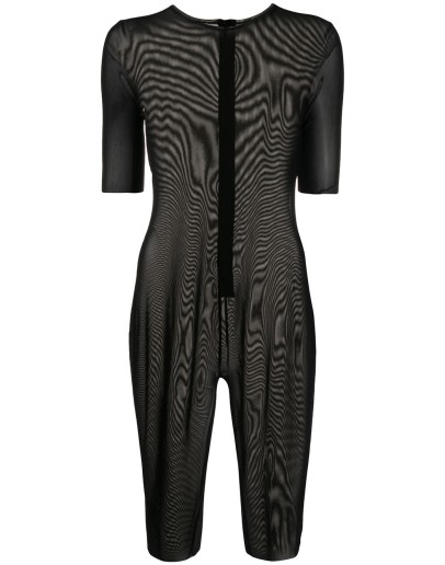 short-sleeve sheer jumpsuit