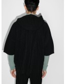pleated short-sleeve hoodie