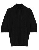 pleated short-sleeve hoodie