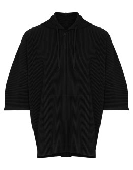 pleated short-sleeve hoodie