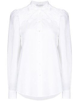 shirred puff-sleeve shirt