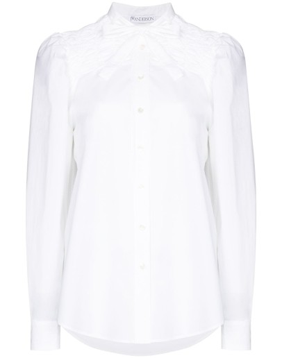 shirred puff-sleeve shirt