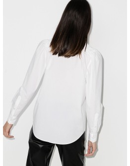 shirred puff-sleeve shirt