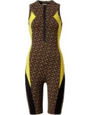 colour block Monogram print unitard