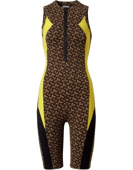 colour block Monogram print unitard