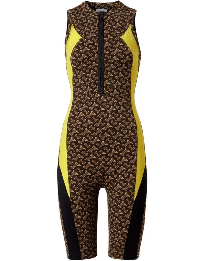 colour block Monogram print unitard