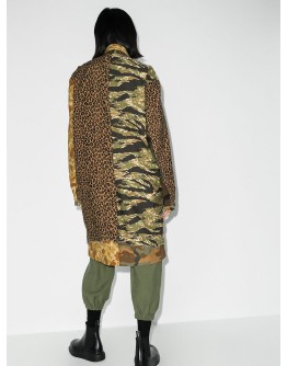 multi-print single-breasted coat