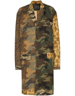 multi-print single-breasted coat