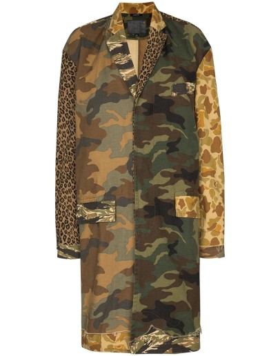multi-print single-breasted coat