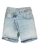 crossover denim shorts