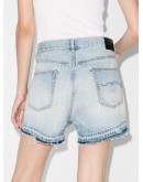 crossover denim shorts