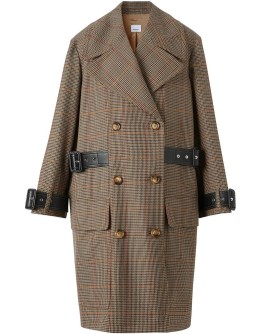 houndstooth check wool double-breasted coat
