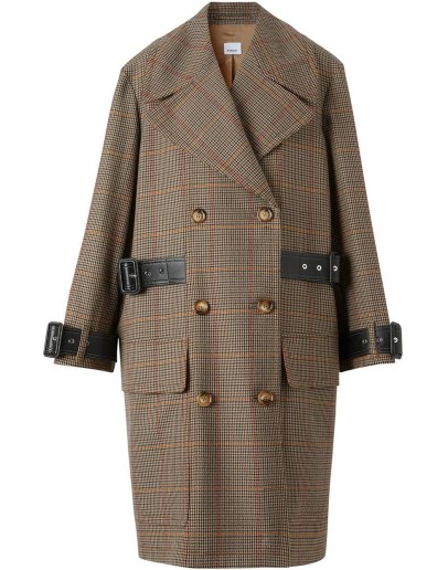 houndstooth check wool double-breasted coat