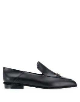 square-toe leather loafers