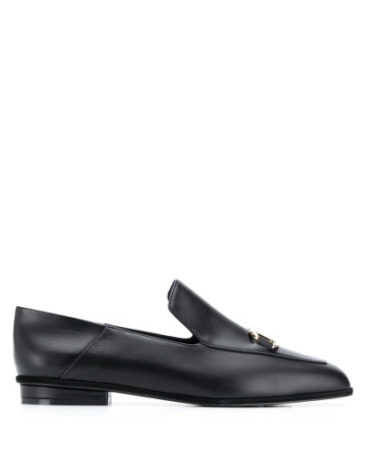 square-toe leather loafers
