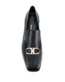 square-toe leather loafers