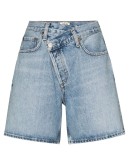 wrap waist denim shorts
